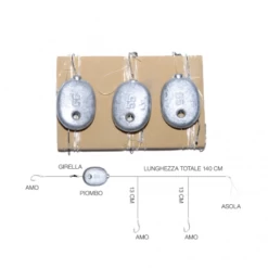 Sele Montature Da Fondo N.8 Sughero E Lenza Da 14m. Con Piombo 35gr.