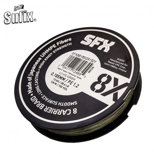 Sufix SFX 8X 0.33 MM. Trecciato Da 135M Green - immagine 2